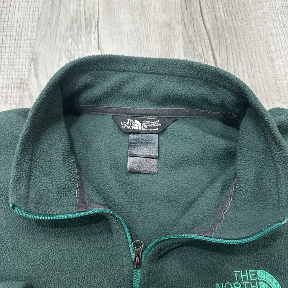 The North Face 1/4 Zip Mens Large Green Fleece Pullover Hiking Outdoor Sweater